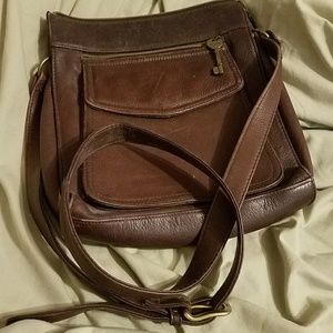 Vintage dark brown Fossil shoulder strap purse
